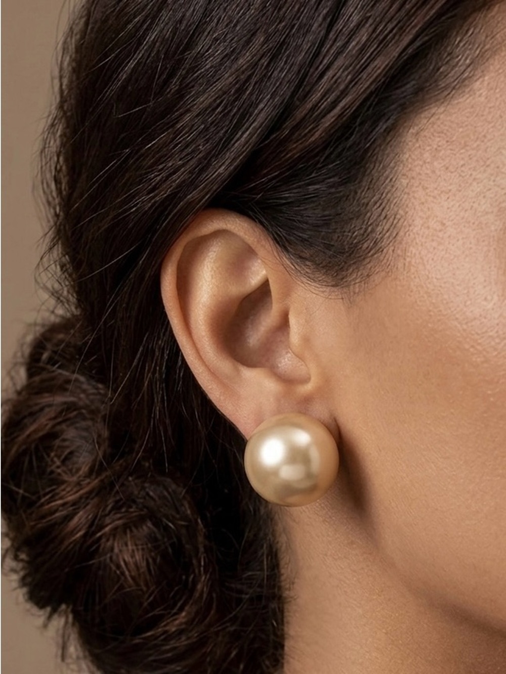 Classic Pearl Ball Stud Earrings - Champagne